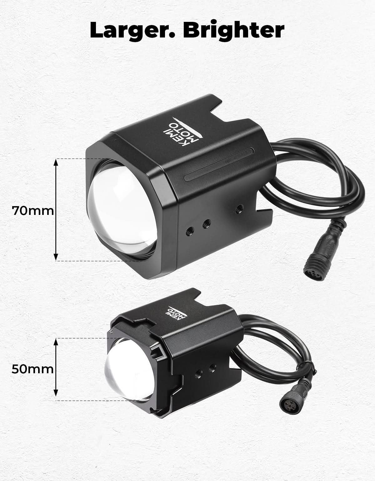 Photo of 70mm Whipless LED Whip Lights w/ 1.5''-2'' Roll Bar Mounts for Can-Am Polaris CFMOTO by Kemimoto - Premium for UTVs / Side by Sides
