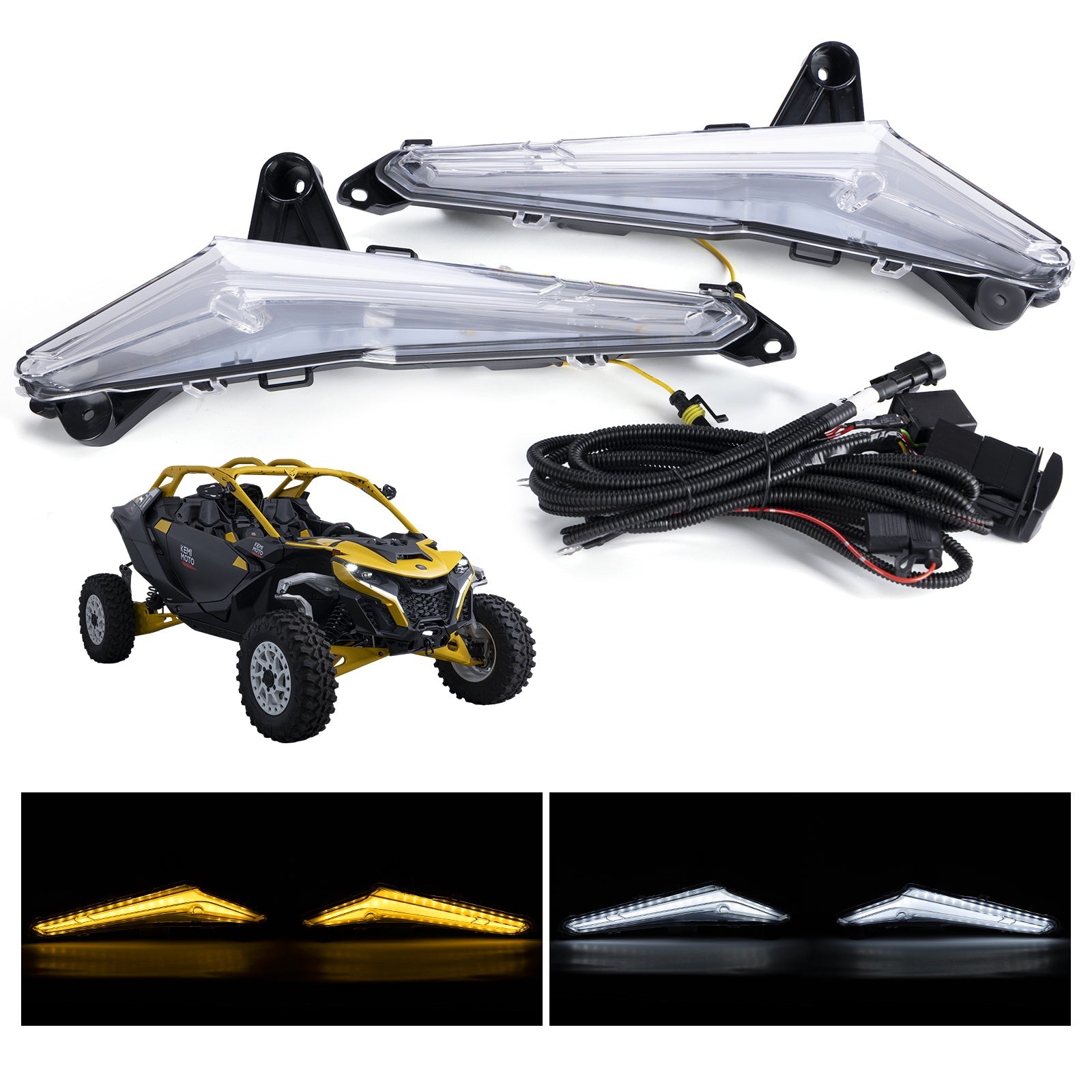 Photo of Turn Signal Fang Lights for Can-Am Maverick R 2024+ by Kemimoto - Premium for UTVs / Side by Sides