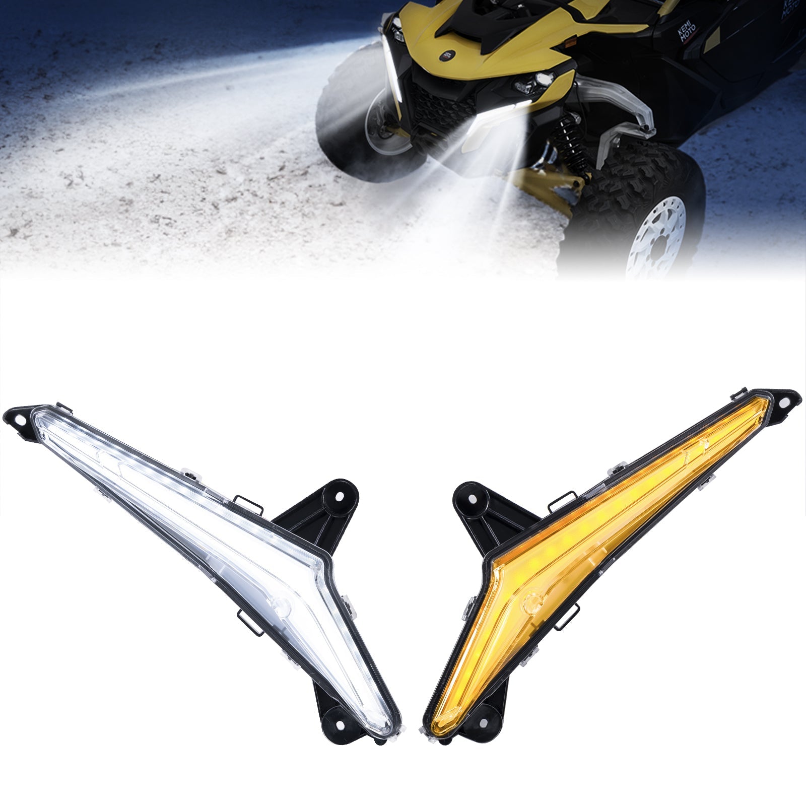 Photo of Turn Signal Fang Lights for Can-Am Maverick R 2024+ by Kemimoto - Premium for UTVs / Side by Sides