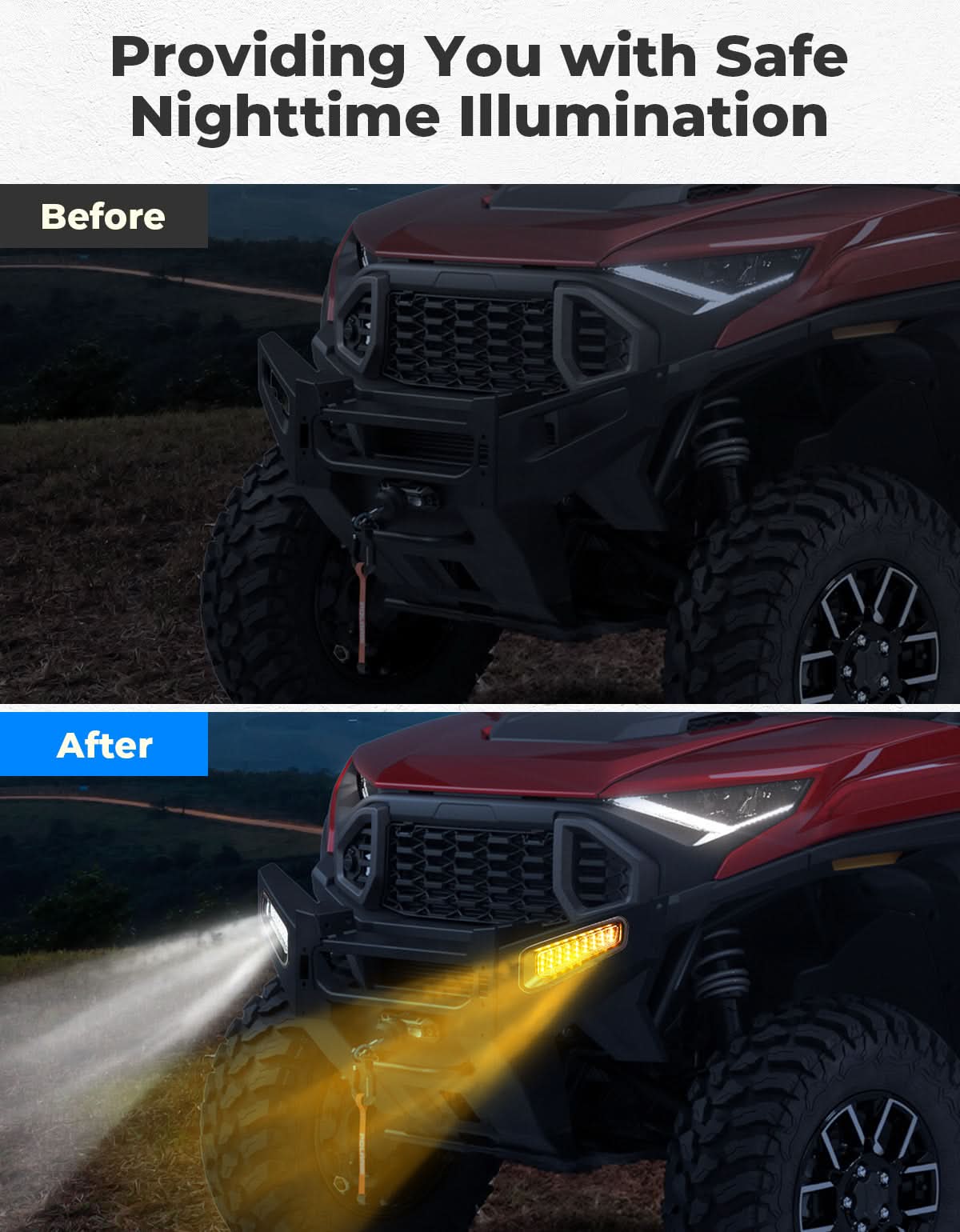 Photo of LED Front Bumper Lights for Polaris Ranger XD 1500 / CREW 2024-2025 by Kemimoto - Premium for UTVs / Side by Sides