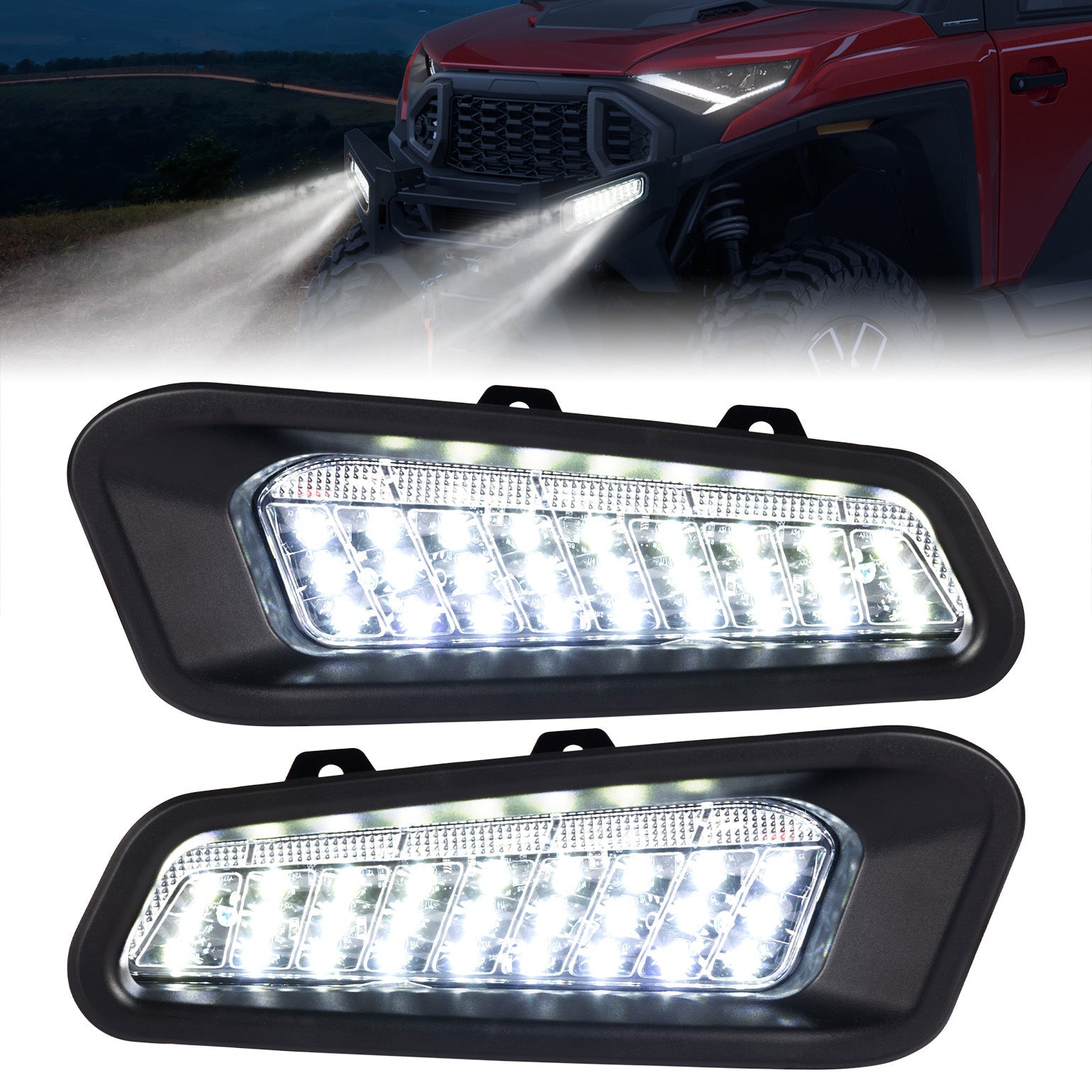 Photo of Kemimoto Front Brushguard Auxiliary Lights for Polaris Ranger XD 1500 / CREW 2024 2025 by Kemimoto - Premium for UTVs / Side by Sides