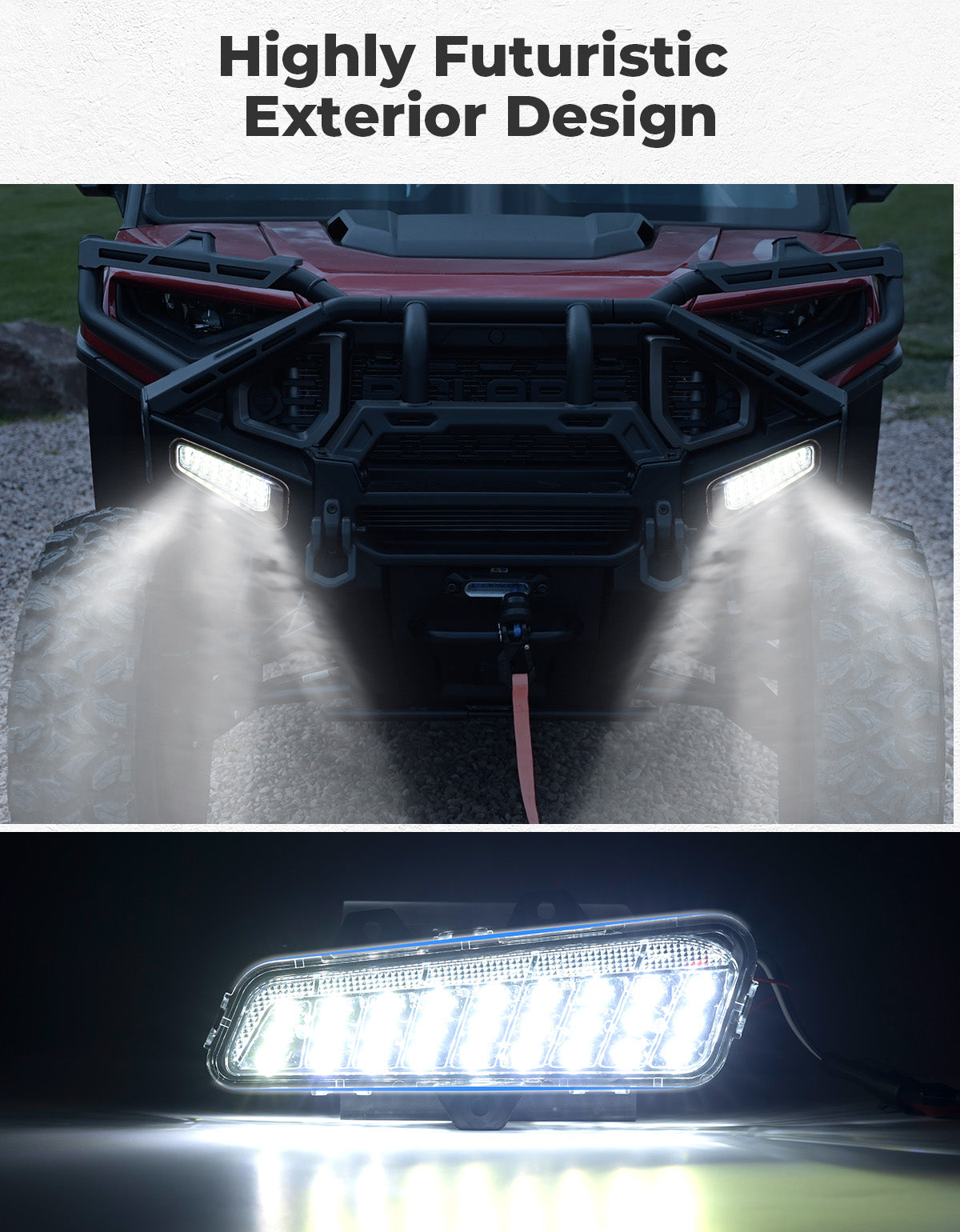Photo of Kemimoto Front Brushguard Auxiliary Lights for Polaris Ranger XD 1500 / CREW 2024 2025 by Kemimoto - Premium for UTVs / Side by Sides