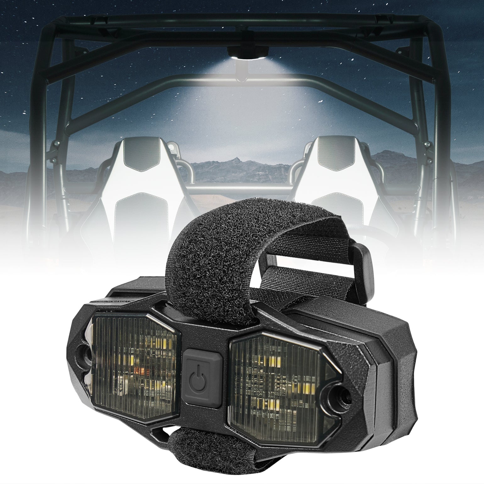 Photo of UTV Aluminum Waterproof Dome Light 600mAh Rechargeable for 1.5"-2" Roll Bar by Kemimoto - Premium for UTVs / Side by Sides