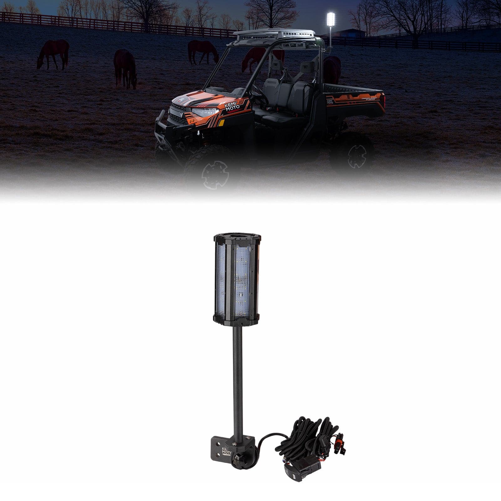 Photo of Upgraded Work Beacon Light for Polaris PRO XD/Ranger1000/XP 1000 2018-2025 by Kemimoto - Premium for UTVs / Side by Sides