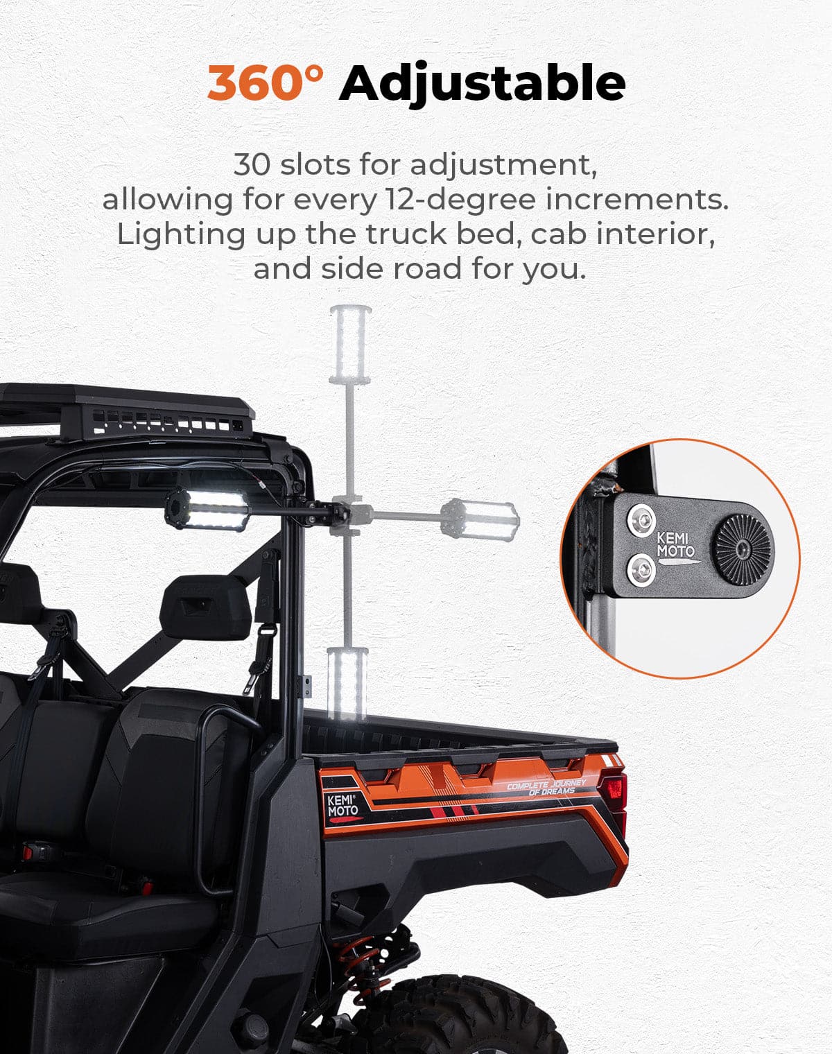 Photo of Upgraded Work Beacon Light for Polaris PRO XD/Ranger1000/XP 1000 2018-2025 by Kemimoto - Premium for UTVs / Side by Sides