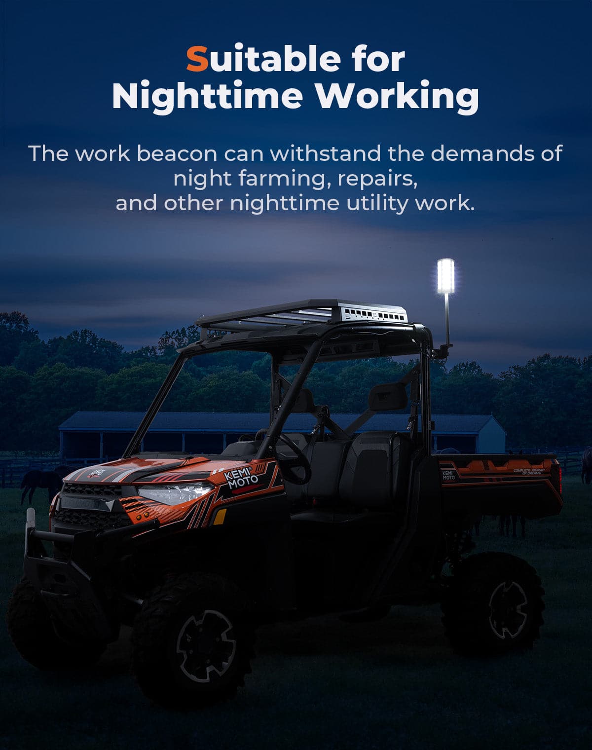 Photo of Upgraded Work Beacon Light for Polaris PRO XD/Ranger1000/XP 1000 2018-2025 by Kemimoto - Premium for UTVs / Side by Sides