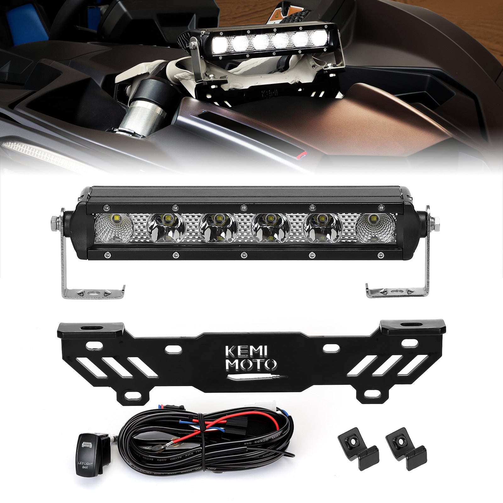 Photo of Shock Tower Light Bar with Mount Bracket for Can-Am Maverick X3&X3 MAX by Kemimoto - Premium for UTVs / Side by Sides