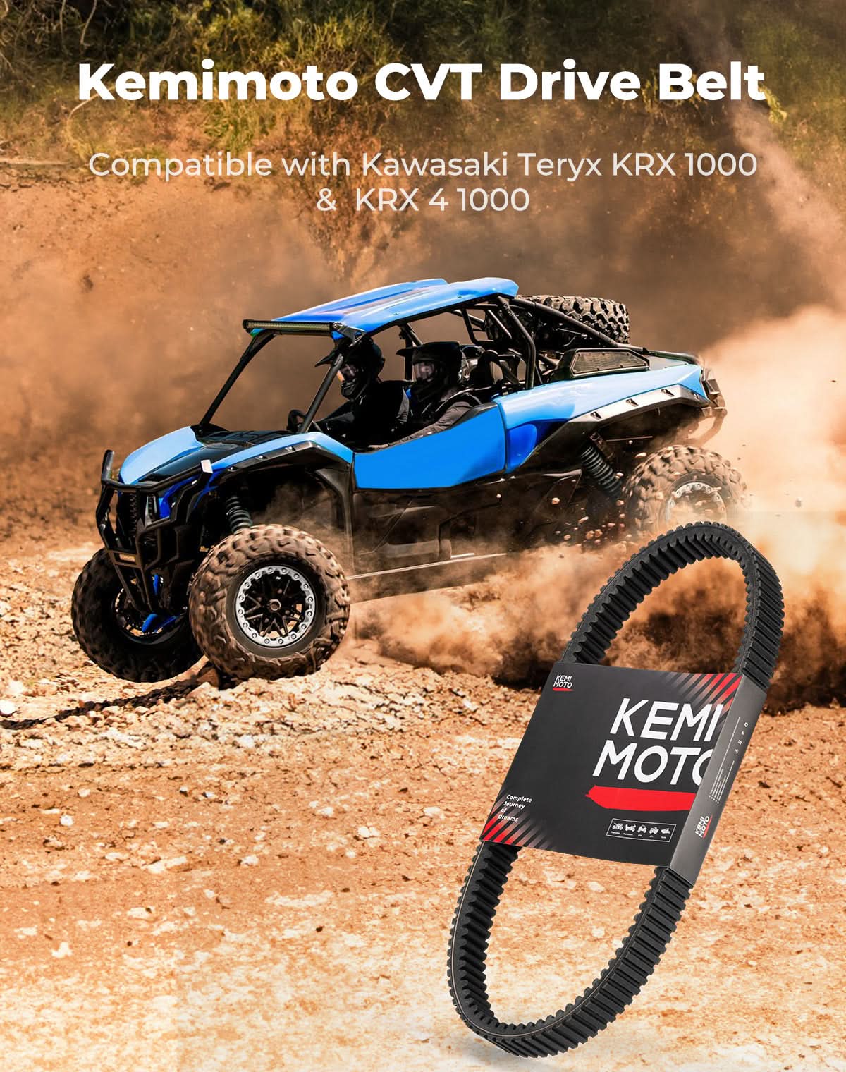 Photo of CVT Drive Belt for Kawasaki Teryx KRX 1000 2020-2024 by Kemimoto - Premium for UTVs / Side by Sides