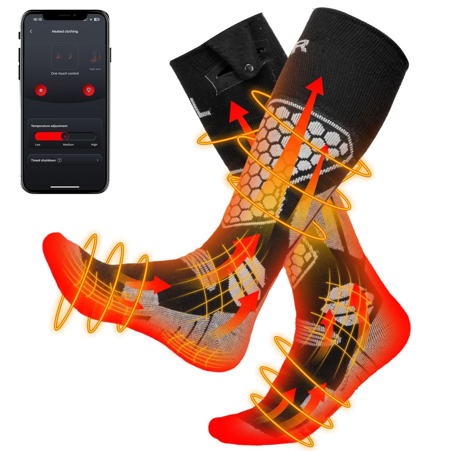 Photo of Men’s Heated Wool Socks APP Control Toe Warmers with 5000mAh Battery by Kemimoto - Premium for UTVs / Side by Sides