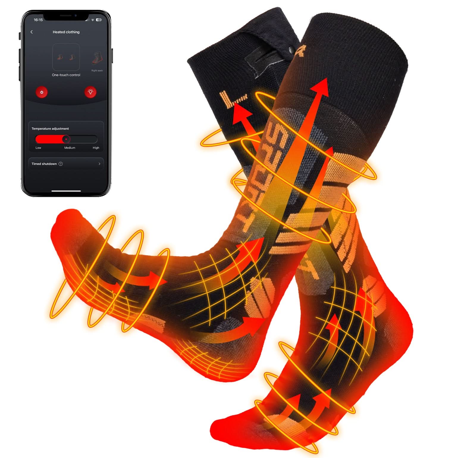 Photo of Men’s Heated Wool Socks APP Control Toe Warmers with 5000mAh Battery by Kemimoto - Premium for UTVs / Side by Sides