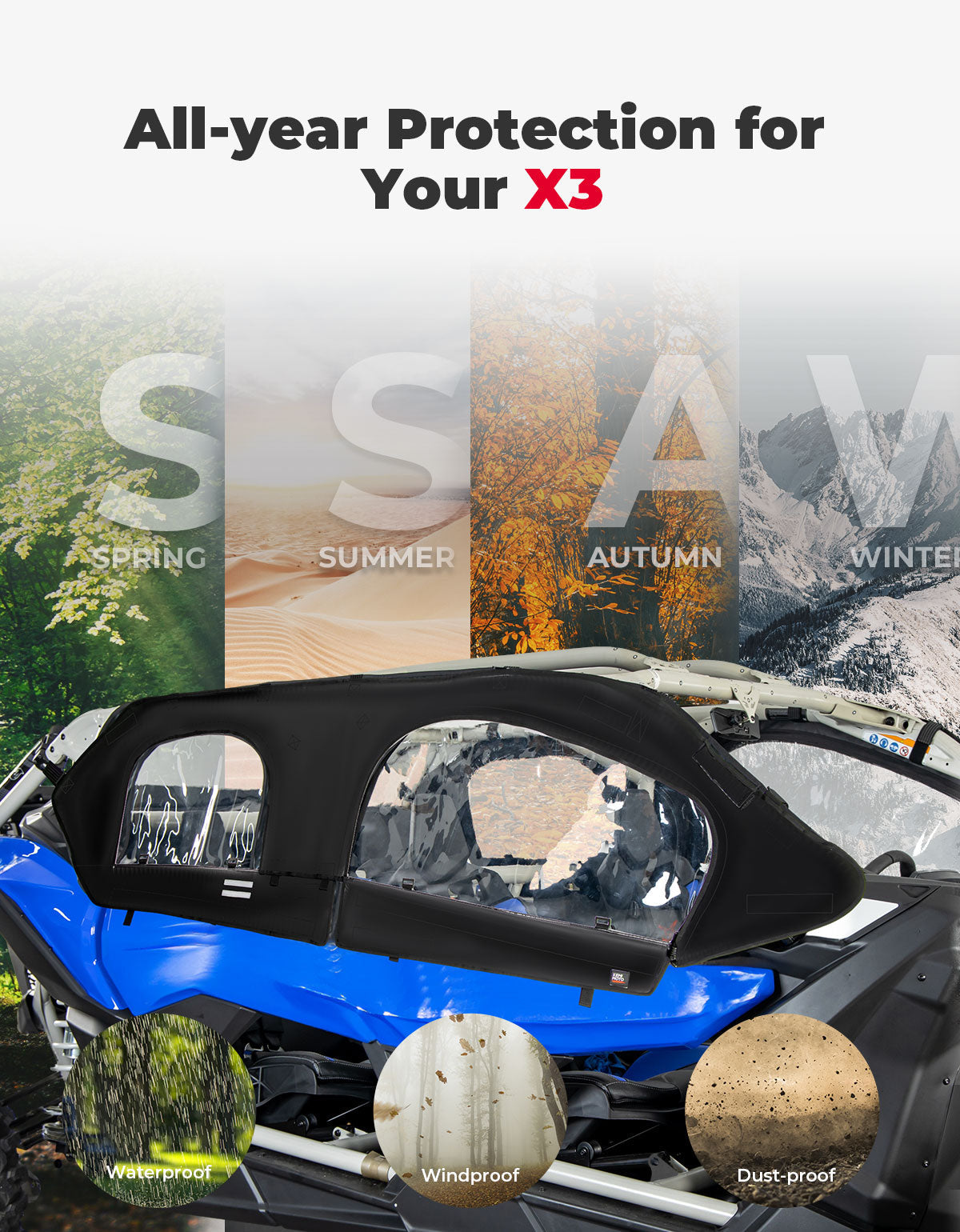 Photo of Upgraded Soft Cab Enclosure for Can-Am Maverick X3 MAX by Kemimoto - Premium for UTVs / Side by Sides