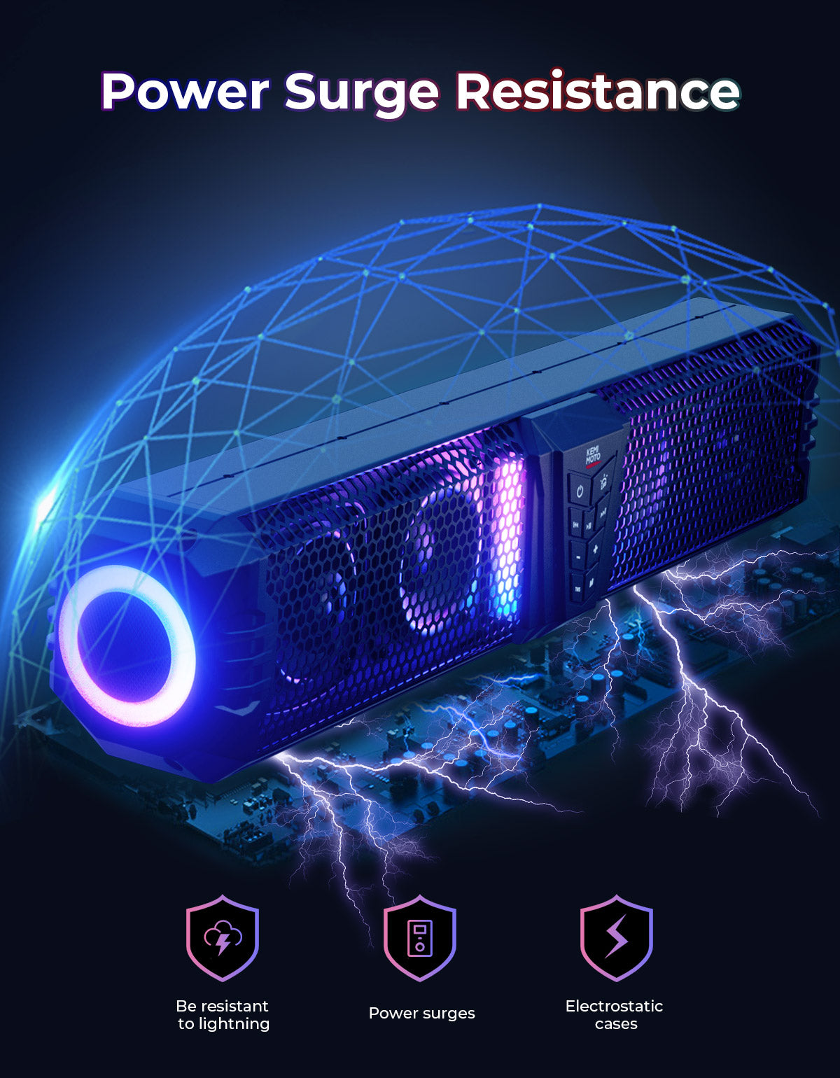 Photo of KEMIMOTO Midnight 60 26" 4-Speaker UTV Bluetooth Sound Bar w/RGB Lighting by Kemimoto - Premium for UTVs / Side by Sides