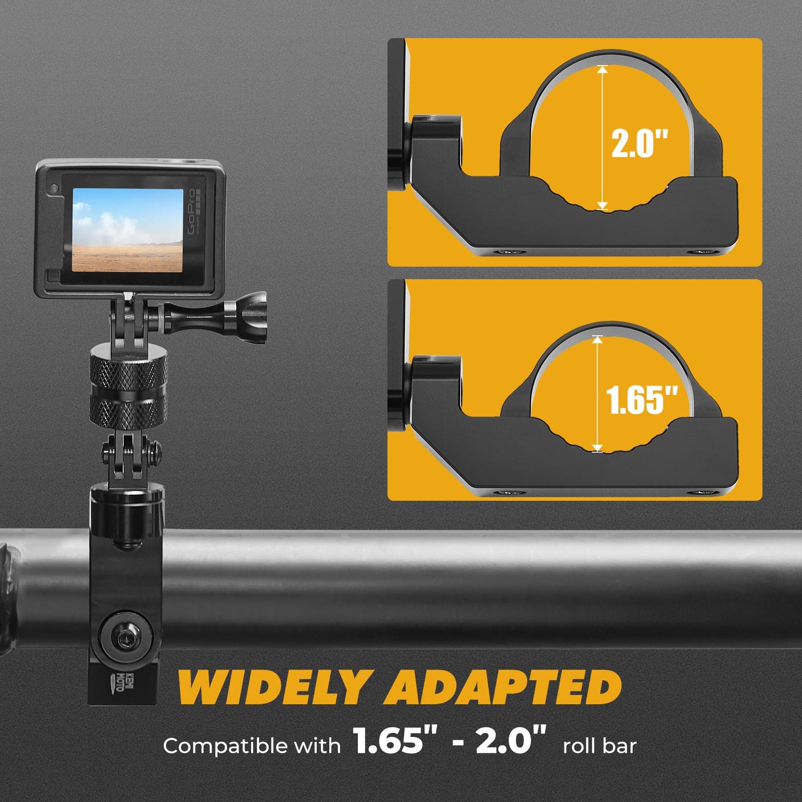 Photo of Universal GoPro Roll Bar Mount by Kemimoto - Premium for UTVs / Side by Sides