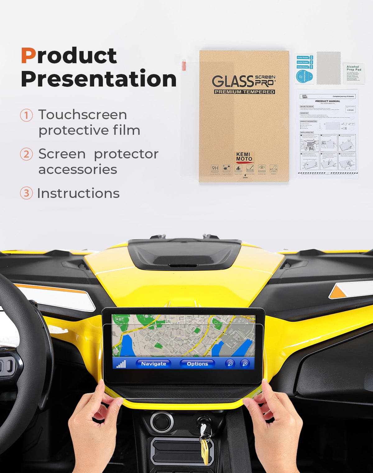 Photo of Screen Protector 10.5" × 4.9“ for Can-Am Maverick R | Ski-Doo by Kemimoto - Premium for UTVs / Side by Sides