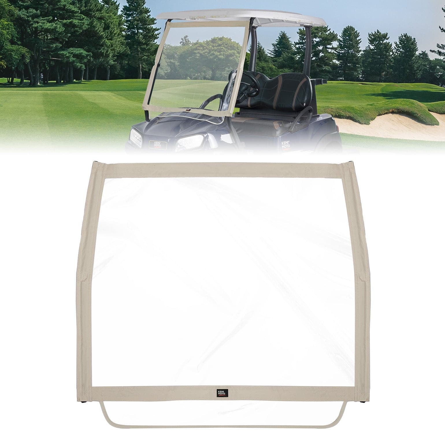 Photo of Kemimoto Foldable Golf Cart Windshield for Club Car DS, Tempo, Precedent by Kemimoto - Premium for UTVs / Side by Sides