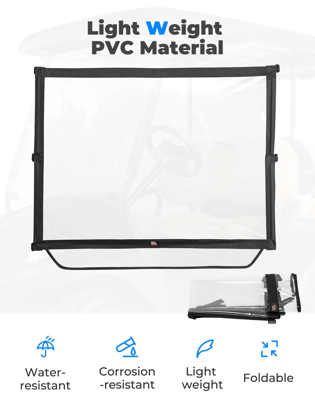 Photo of Kemimoto Foldable Golf Cart Windshield for EZGO RXV by Kemimoto - Premium for UTVs / Side by Sides