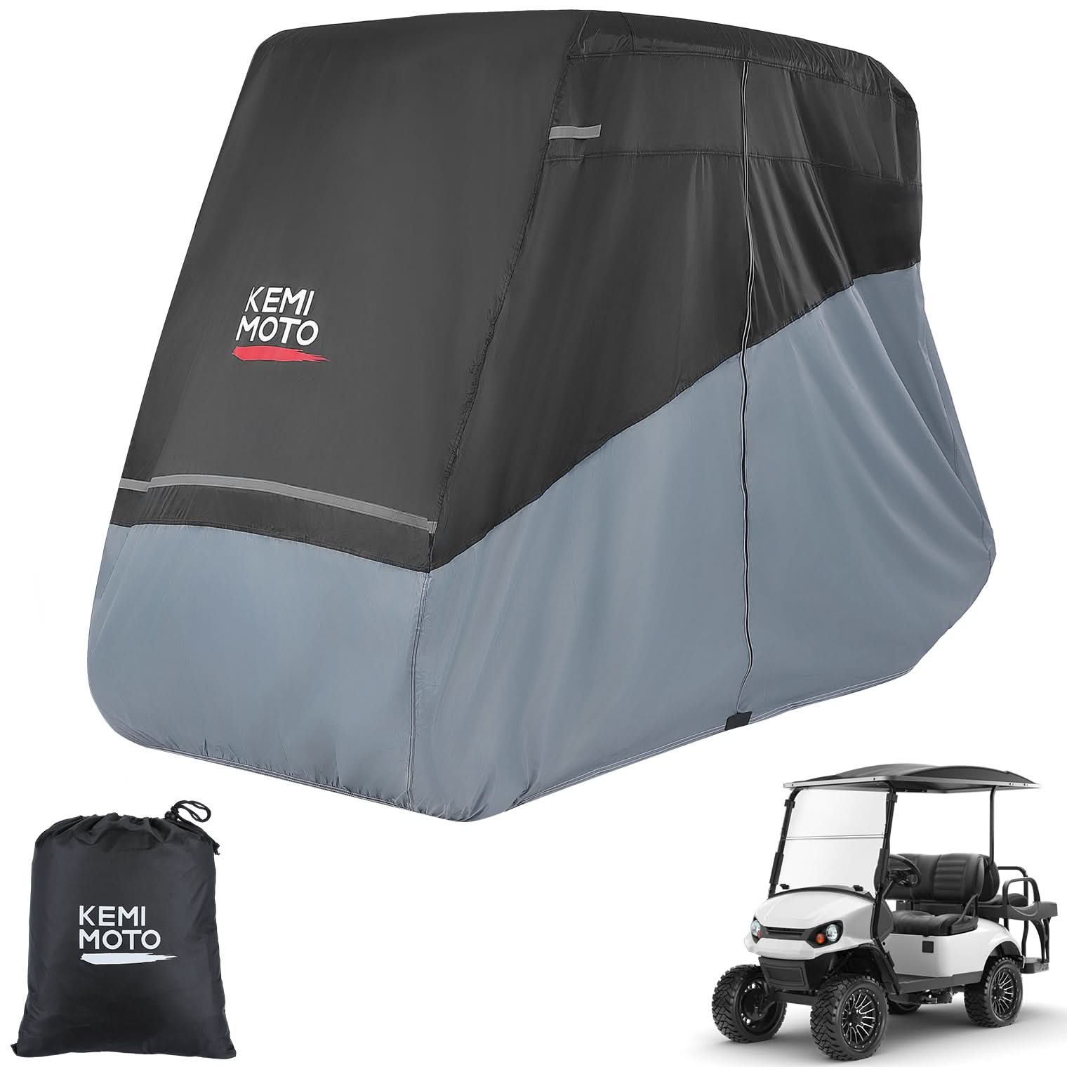 Photo of Universal Golf Cart Cover for 2-4 Seats with Storage Bag by Kemimoto - Premium for UTVs / Side by Sides