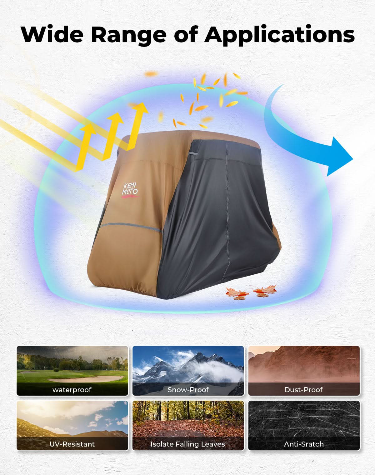 Photo of Universal Golf Cart Cover for 2-4 Seats with Storage Bag by Kemimoto - Premium for UTVs / Side by Sides