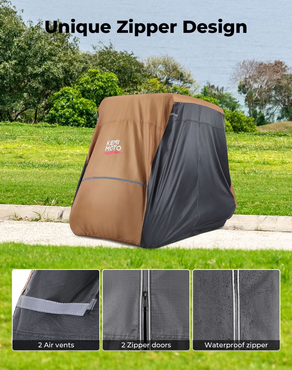 Photo of Universal Golf Cart Cover for 2-4 Seats with Storage Bag by Kemimoto - Premium for UTVs / Side by Sides