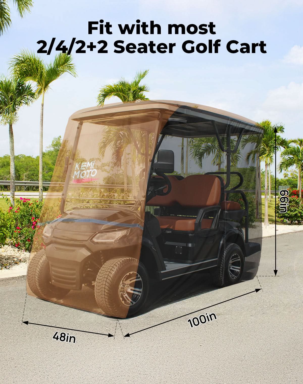 Photo of Universal Golf Cart Cover for 2-4 Seats with Storage Bag by Kemimoto - Premium for UTVs / Side by Sides