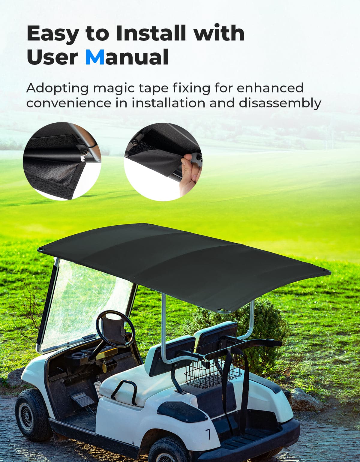 Photo of Golf Cart Roof Canvas Sun Top for EZGO RXV 2008+ by Kemimoto - Premium for UTVs / Side by Sides