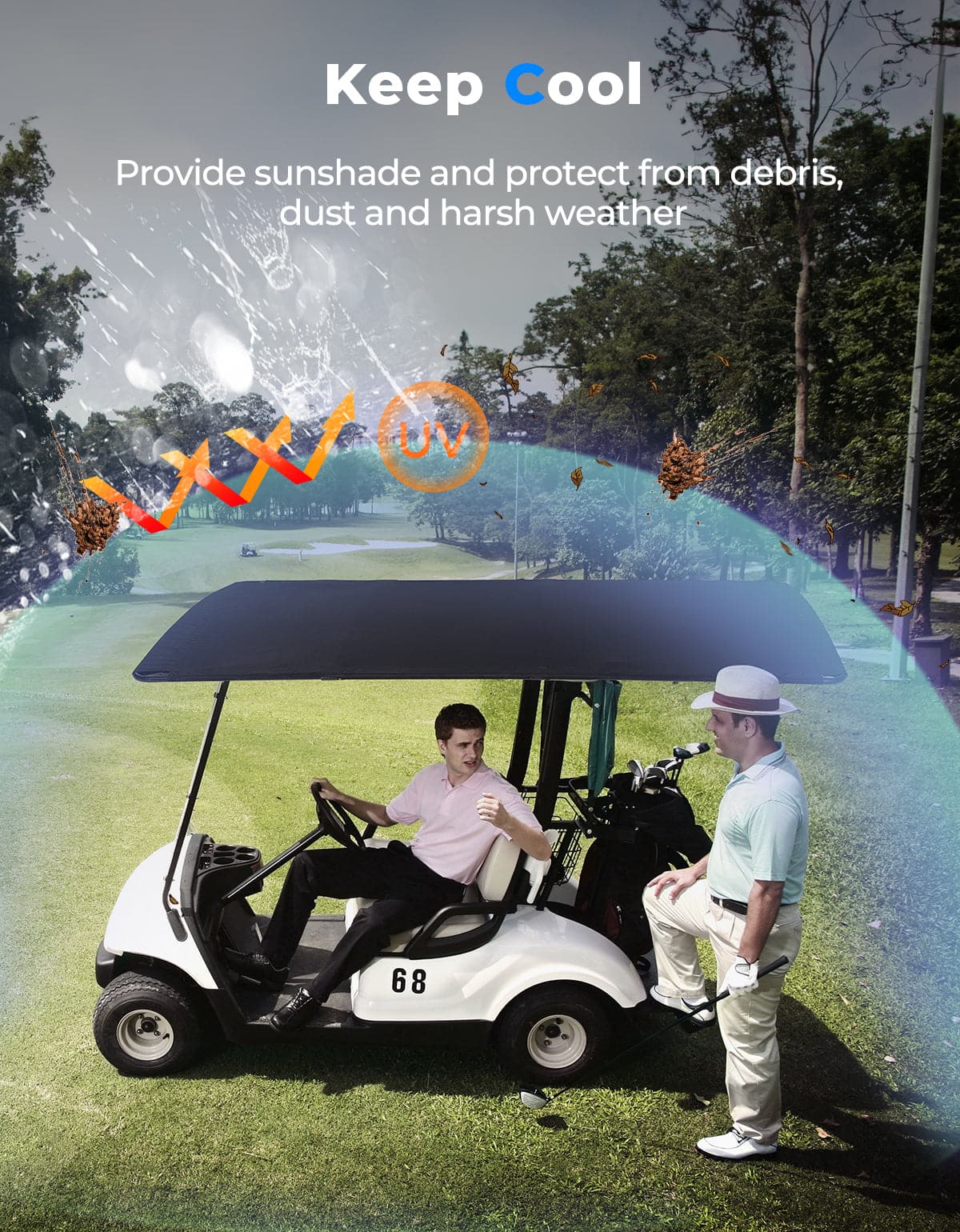 Photo of Golf Cart Roof Canvas Sun Top for EZGO RXV 2008+ by Kemimoto - Premium for UTVs / Side by Sides