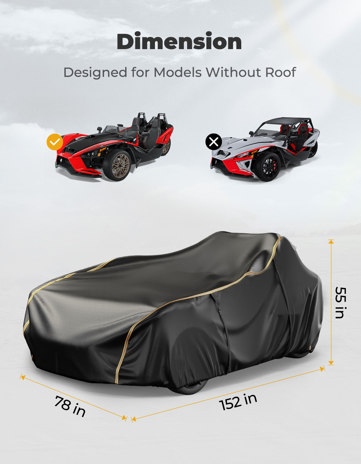 Photo of Kemimoto Full Cover for Polaris Slingshot S SL SLR R 2015-2024 by Kemimoto - Premium for UTVs / Side by Sides