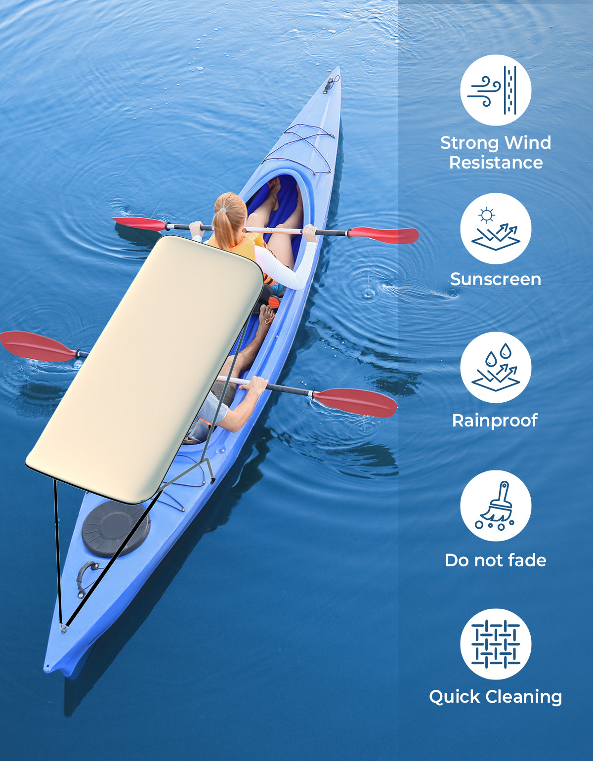 Photo of Kemimoto Kayak Sunshade Canopy for Most Canoe/Kayak by Kemimoto - Premium for UTVs / Side by Sides