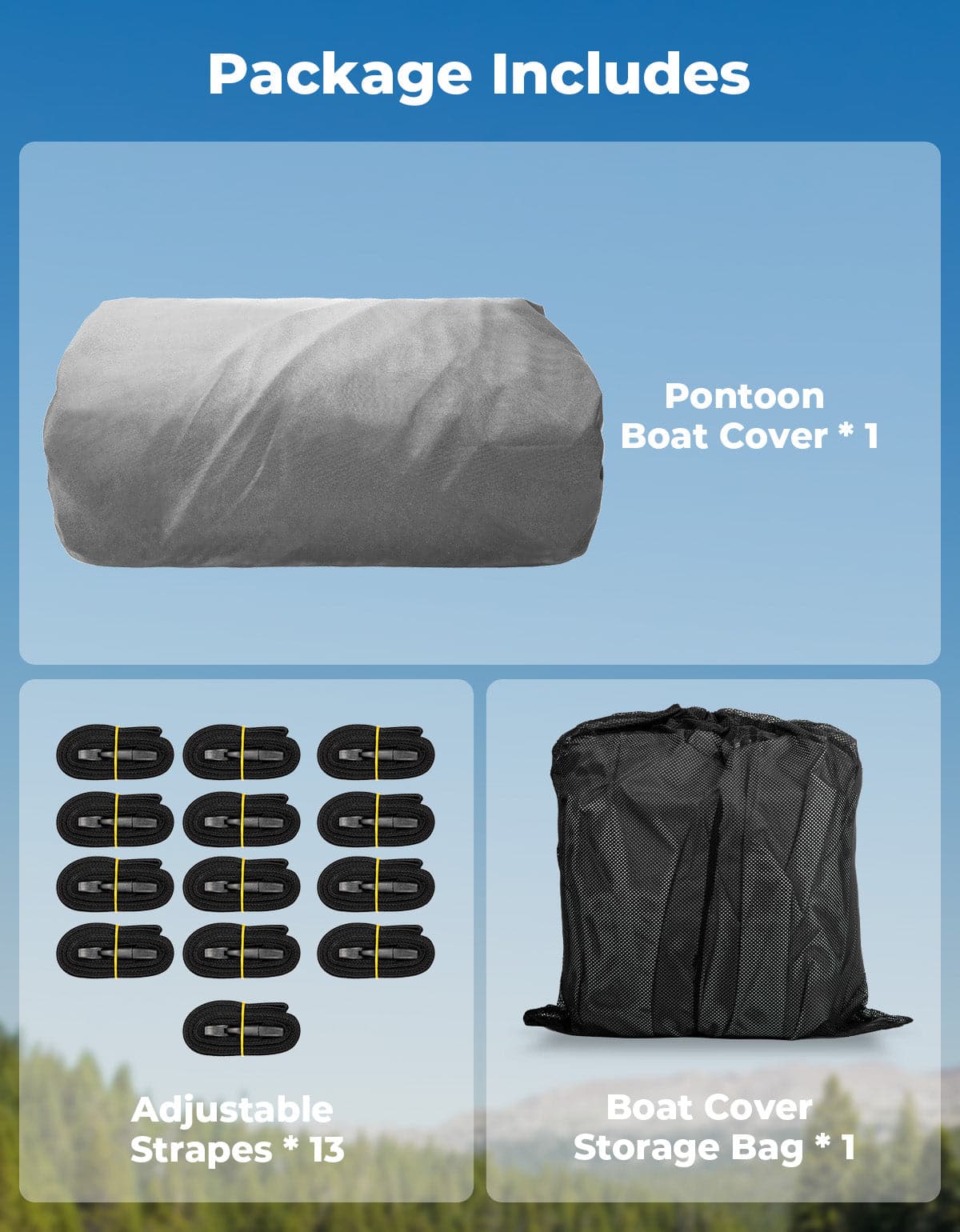 Photo of Pontoon Boat Cover 21-24ft, Heavy Duty 600D UV Resistant by Kemimoto - Premium for UTVs / Side by Sides