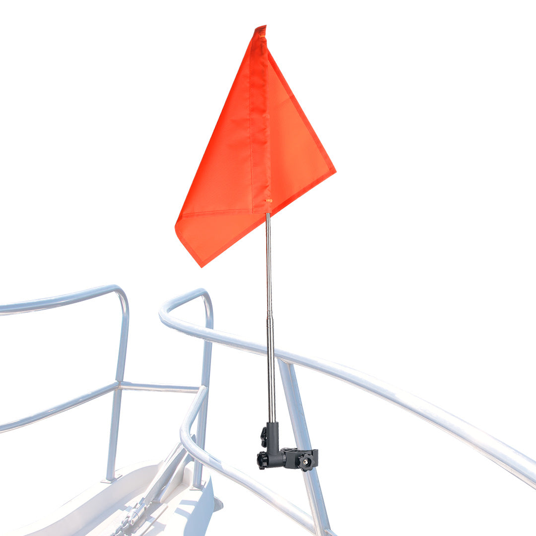 Photo of Orange Boat Flag with Pole & Replacement Flag For Water Ski by Kemimoto - Premium for UTVs / Side by Sides