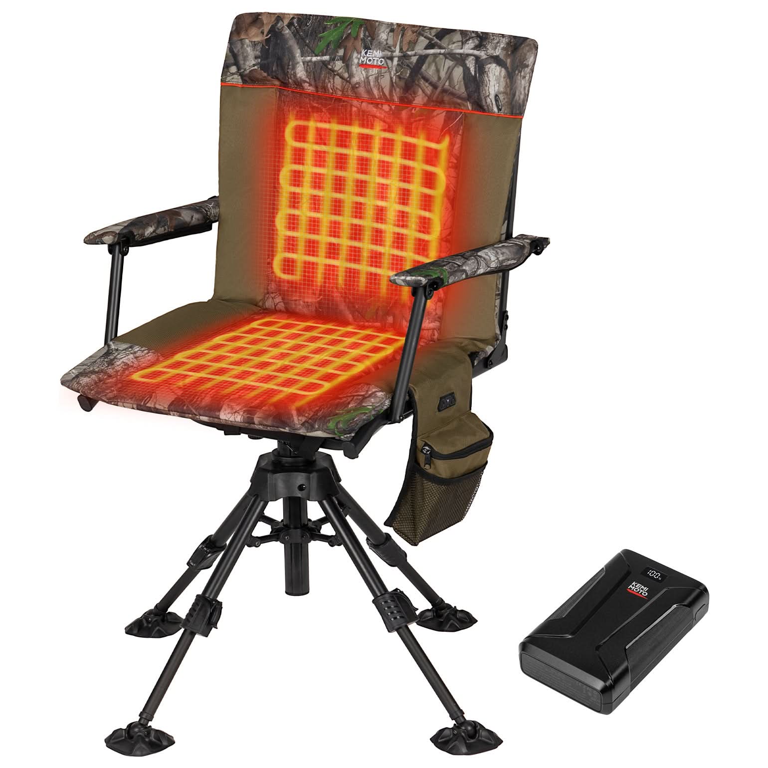 Photo of Heated Hunting Blind Chair 360 Degree Silent Swivel with 20000mAh Battery by Kemimoto - Premium for UTVs / Side by Sides