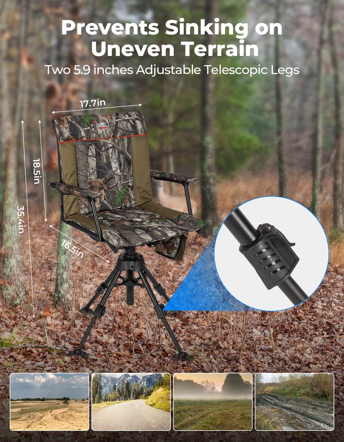 Photo of Heated Hunting Blind Chair 360 Degree Silent Swivel with 20000mAh Battery by Kemimoto - Premium for UTVs / Side by Sides