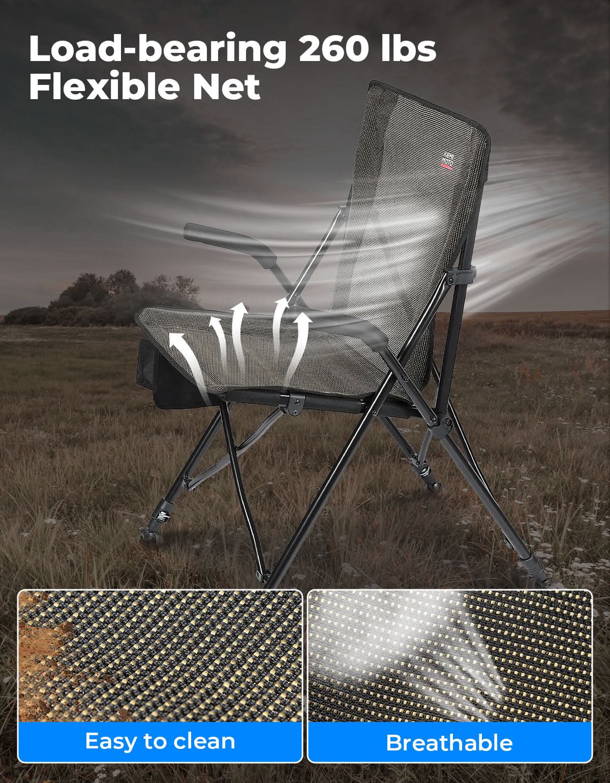 Photo of Portable Lightweight Folding Camping Chair by Kemimoto - Premium for UTVs / Side by Sides