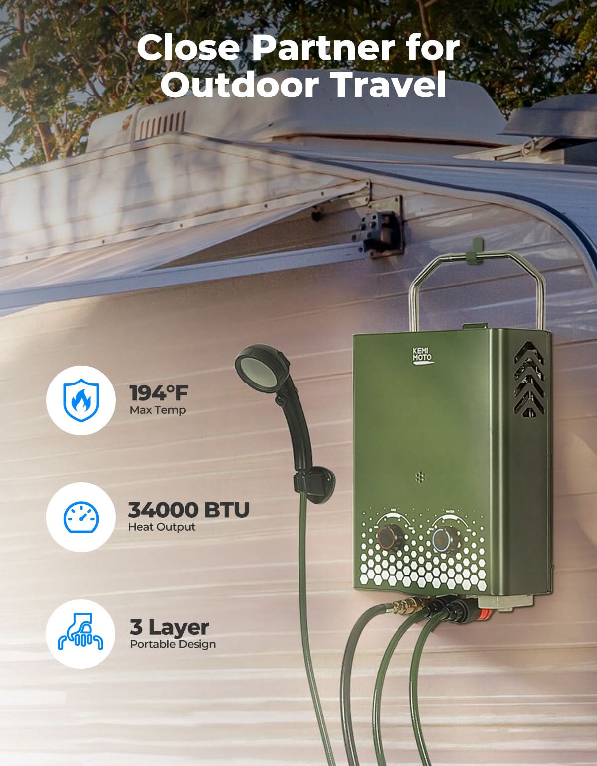 Photo of Tankless Water Heater, 1.32GPM 5L by Kemimoto - Premium for UTVs / Side by Sides