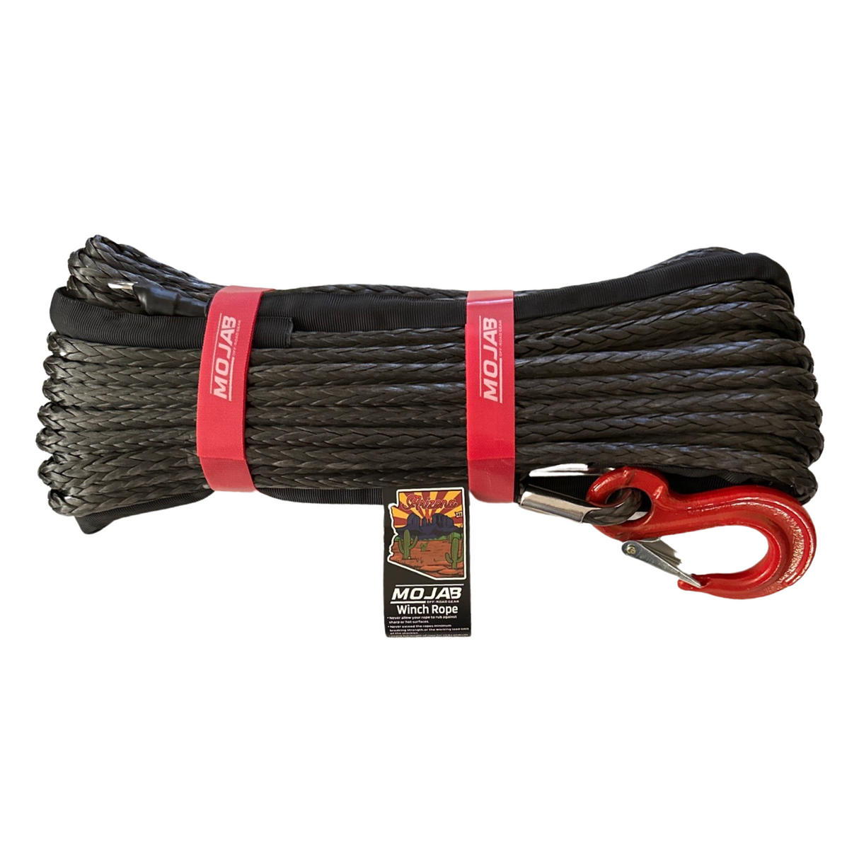 3/8'' x 85' Synthetic Winch Rope with forged winch hook.