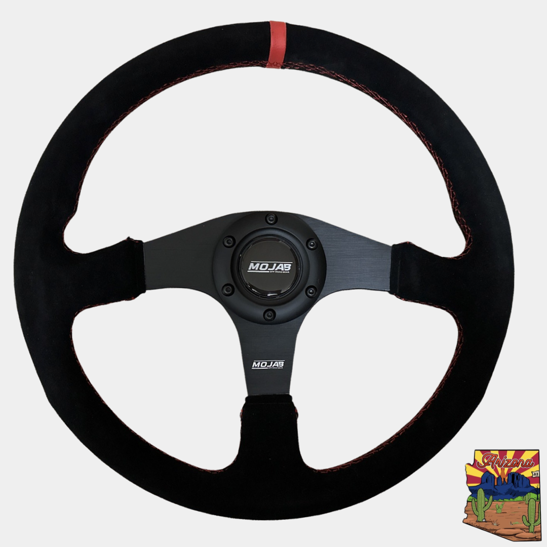 Photo of 13.5'' MOJAB Flat Steering Wheel Leather/Suede by MOJAB OFFROAD - Premium Steering Wheels for UTVs / Side by Sides