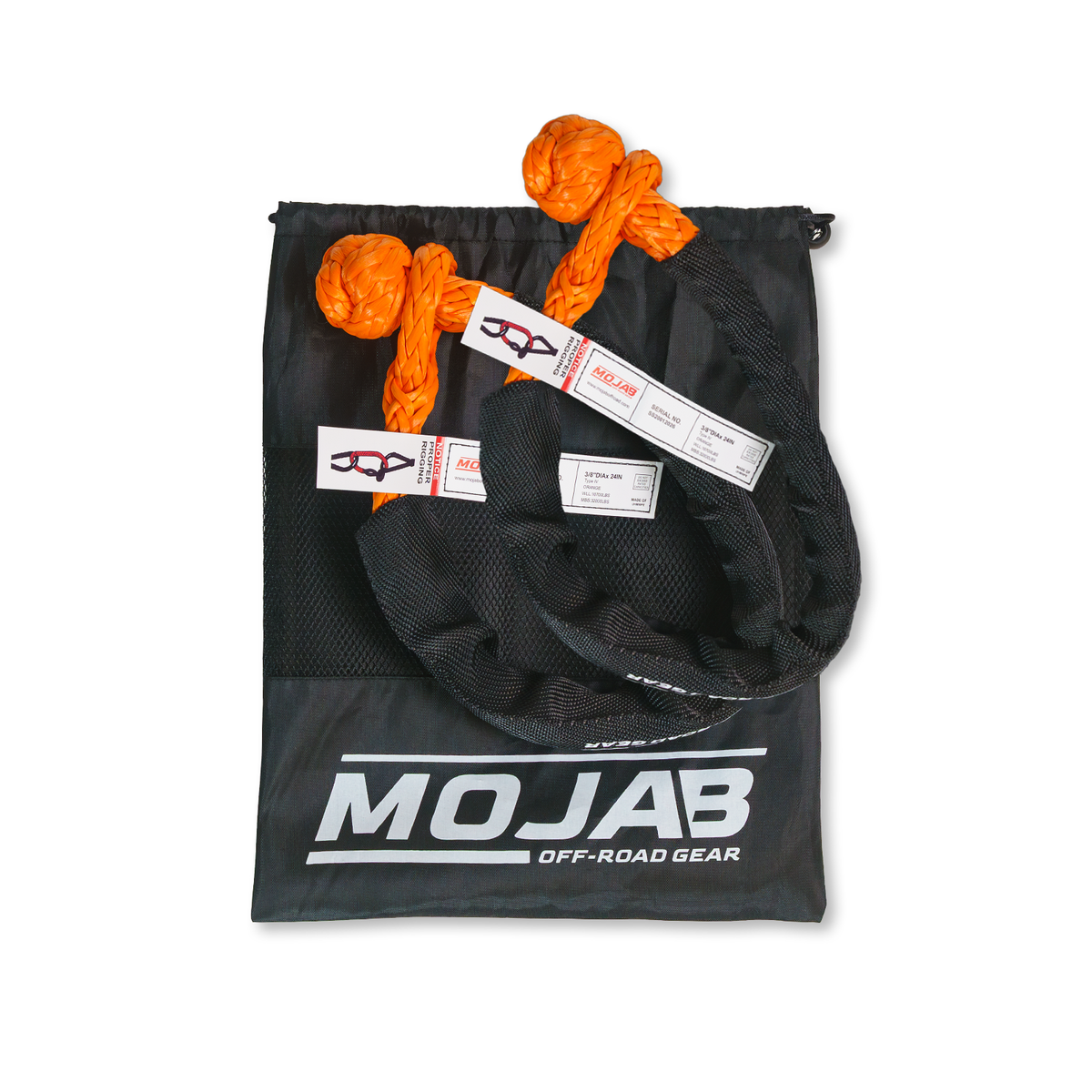 Photo of Soft Shackle 3/8'' x 24” with sleeve and bag (Set of 2 Shackles) (Lifetime Warranty) by MOJAB OFFROAD - Premium Soft Shackle for UTVs / Side by Sides