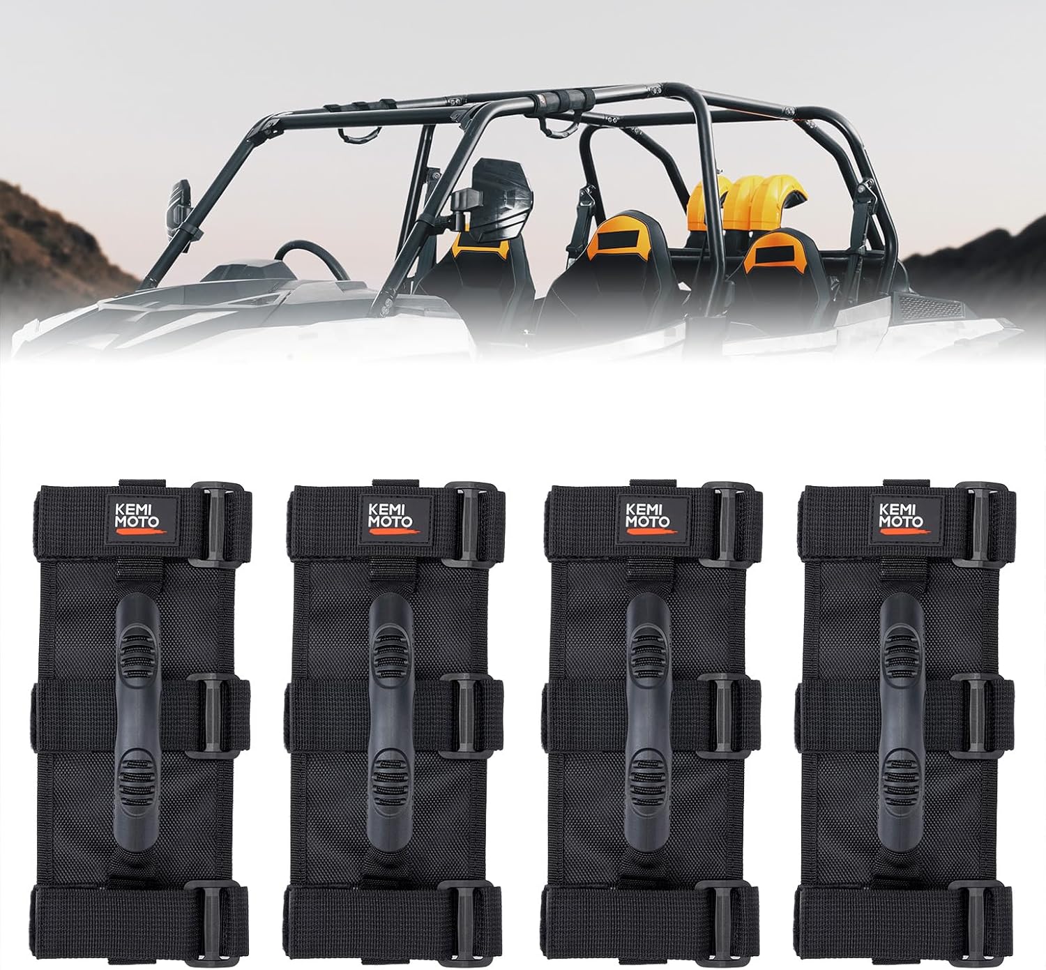 Photo of UTV Grab Handles for 1.5-2 inch Round Bar Cage (4 Packs) by Kemimoto - Premium for UTVs / Side by Sides
