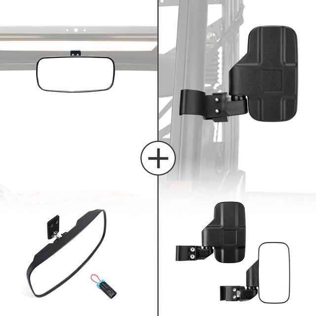 Photo of Rear View Mirror & Side Mirrors for Polaris Ranger 2015-2024 by Kemimoto - Premium for UTVs / Side by Sides