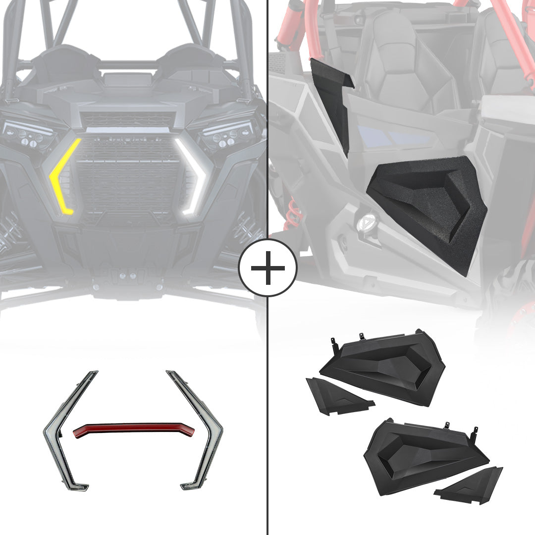 Photo of Kemimoto Front LED Street Legal Light & Lower Half Door for Polaris RZR by Kemimoto - Premium for UTVs / Side by Sides