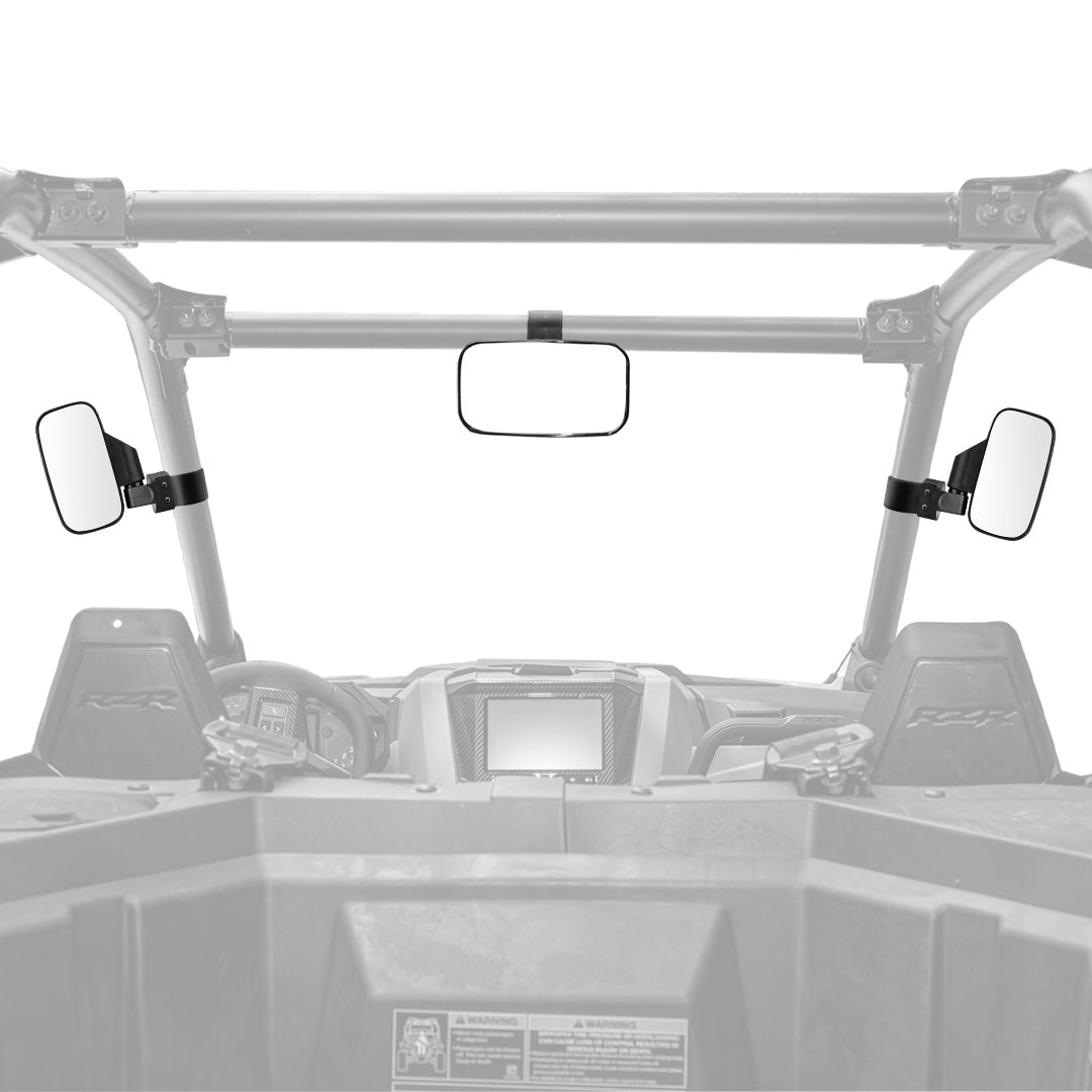 Photo of UTV Side Mirrors and Center Mirror with 1.6" to 2" Roll Bar Cage by Kemimoto - Premium for UTVs / Side by Sides