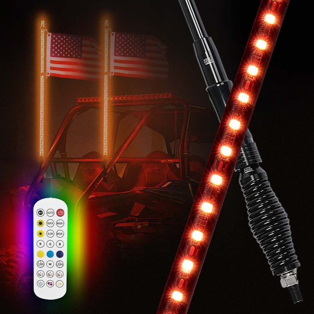 Photo of UTV 2pcs 3ft / 4ft Whip Lights with Spring Base for X3 / RZR by Kemimoto - Premium for UTVs / Side by Sides