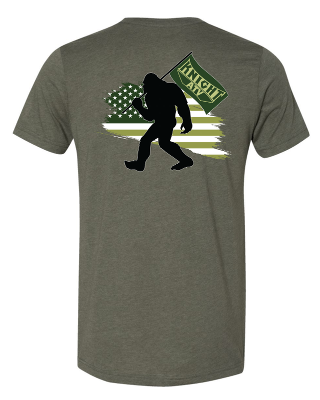 Photo of Yeti-Man Military Green T-Shirt by Knight ATV - Premium Shirt for UTVs / Side by Sides