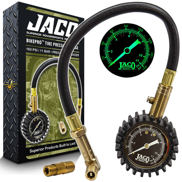 Photo of BikePro™ Presta Tire Pressure Gauge - 160 PSI | Presta & Schrader (Hybrid/Road Bikes) by JACO - Premium Presta Tire Gauge for UTVs / Side by Sides