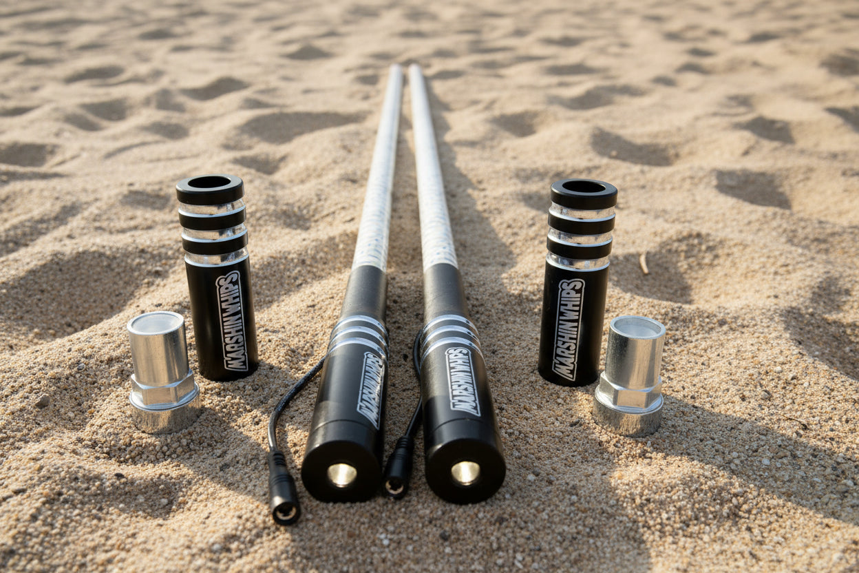 Photo of Game Changer LED Whip Set - Red, White & Blue Edition by Marshin Whips - Premium for UTVs / Side by Sides