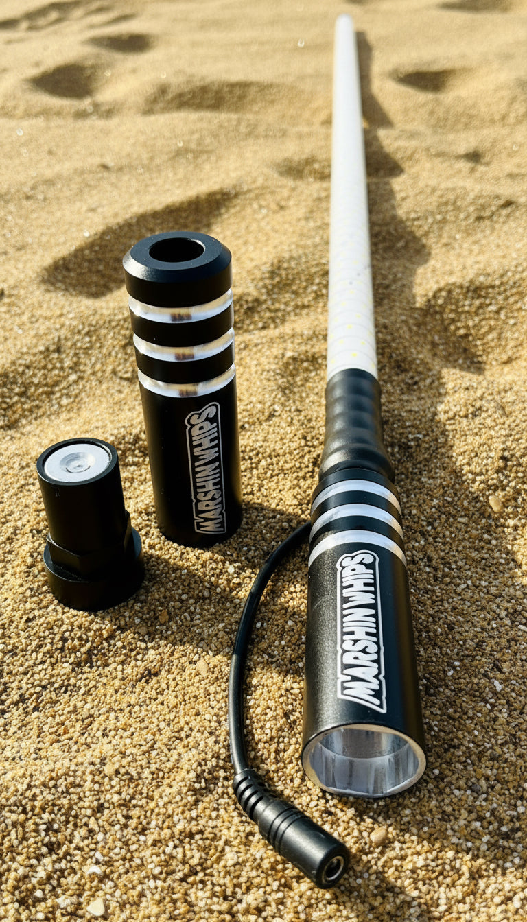 Photo of Game Changer LED Whip - Red, White & Blue Single Edition by Marshin Whips - Premium for UTVs / Side by Sides