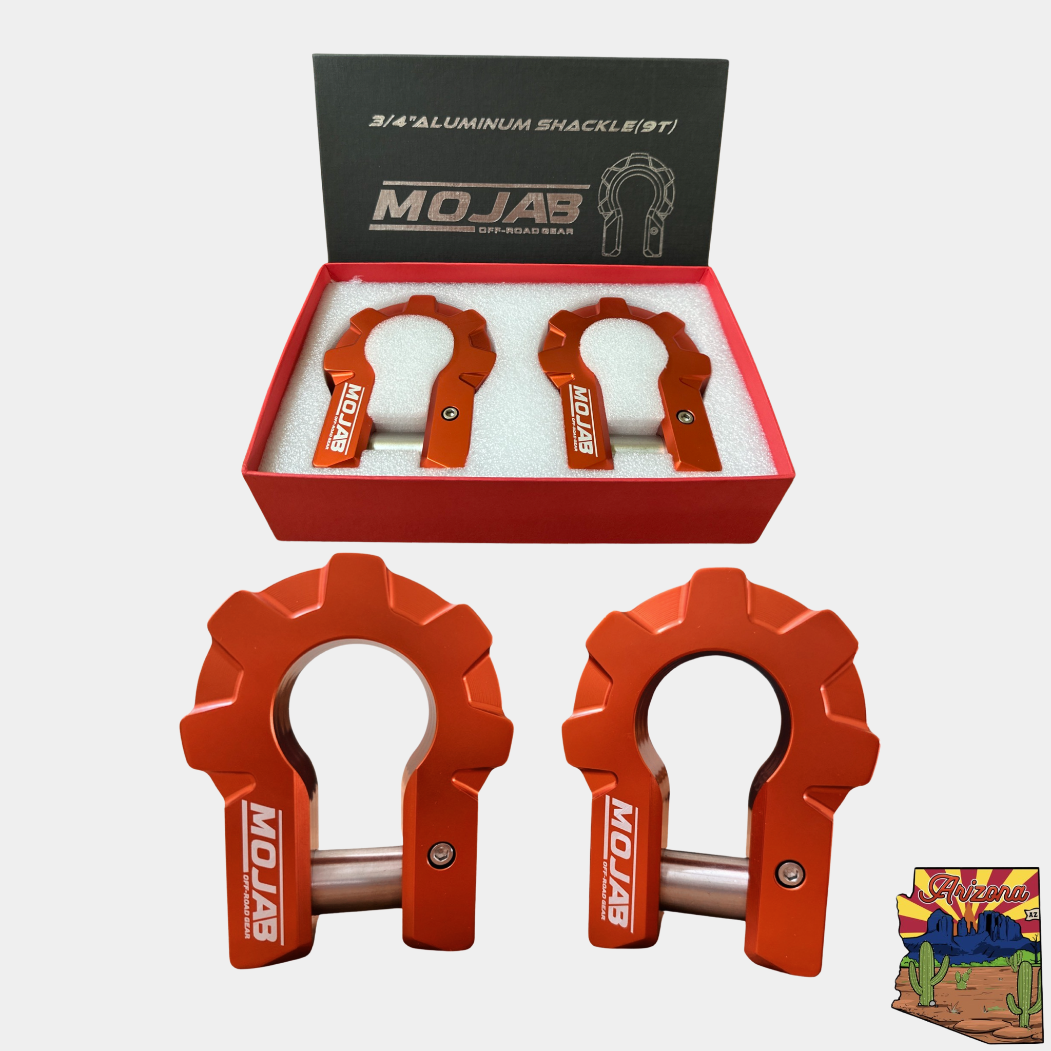 Photo of 3/4'' Extreme duty Aluminum D-Shackle set (9T) (LIFETIME WARRANTY*) by MOJAB OFFROAD - Premium Shackle for UTVs / Side by Sides