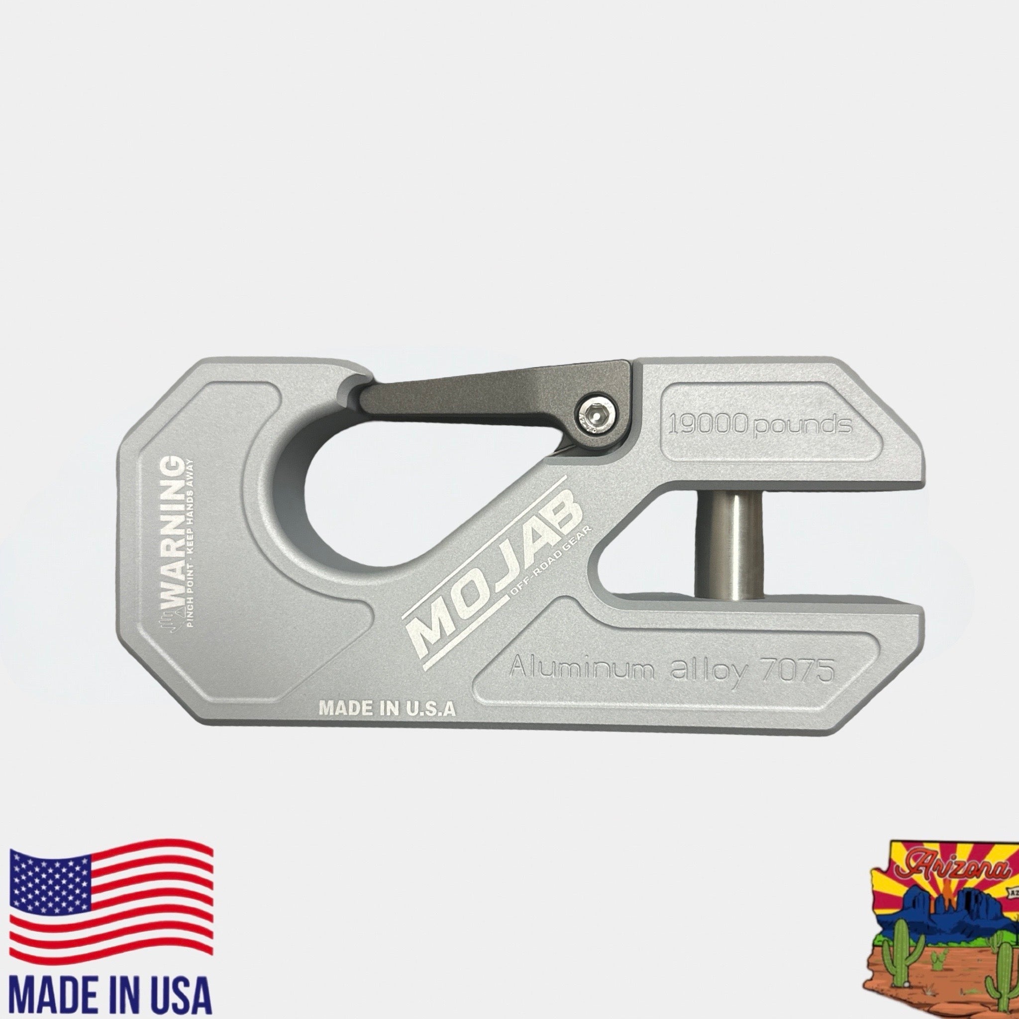 Photo of Aluminum winch shackle, closed latch (LIFE TIME WARRANTY*) by MOJAB OFFROAD - Premium for UTVs / Side by Sides