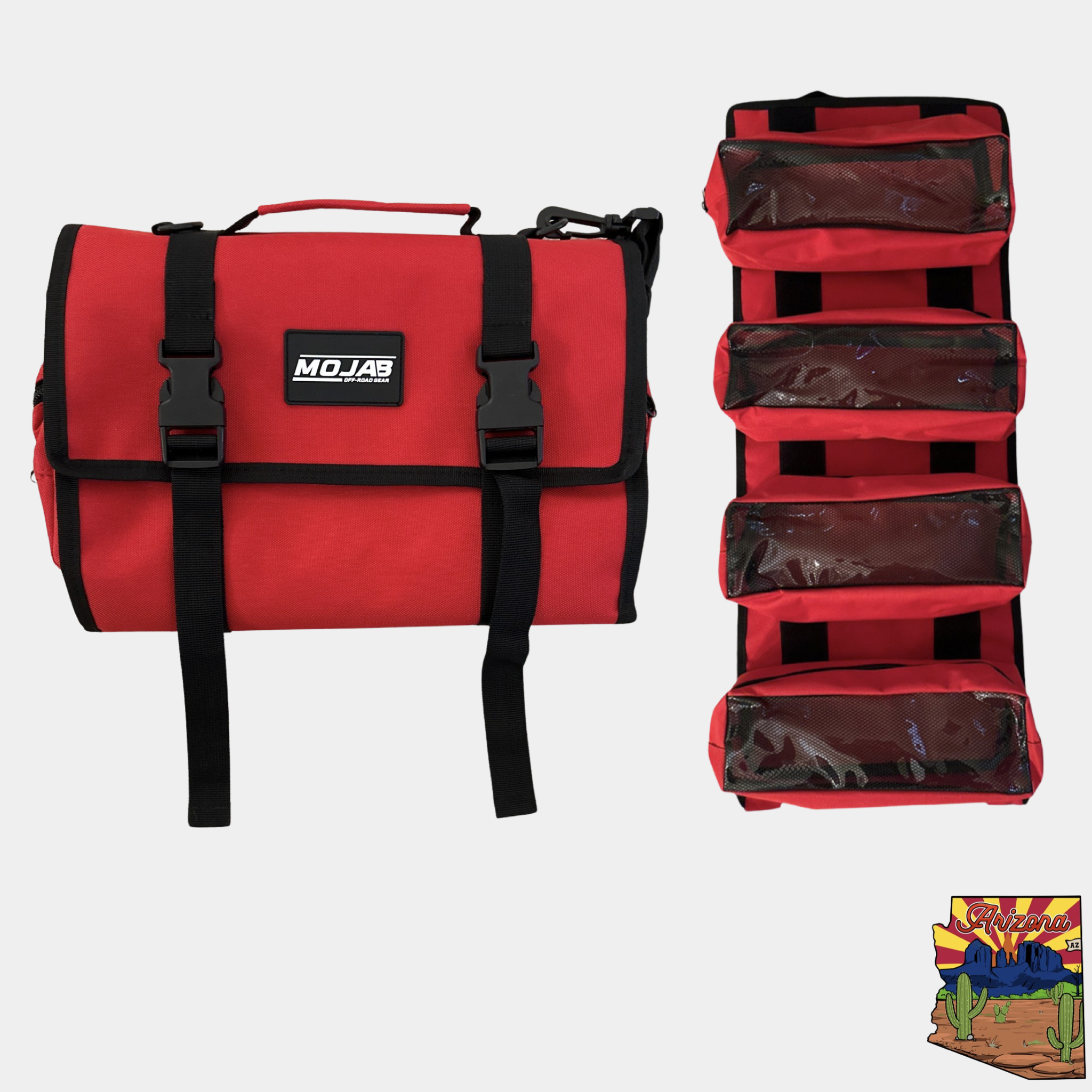 Photo of Medium Canvas Tool organizer bag with removeable pouches by MOJAB OFFROAD - Premium Trail bags for UTVs / Side by Sides