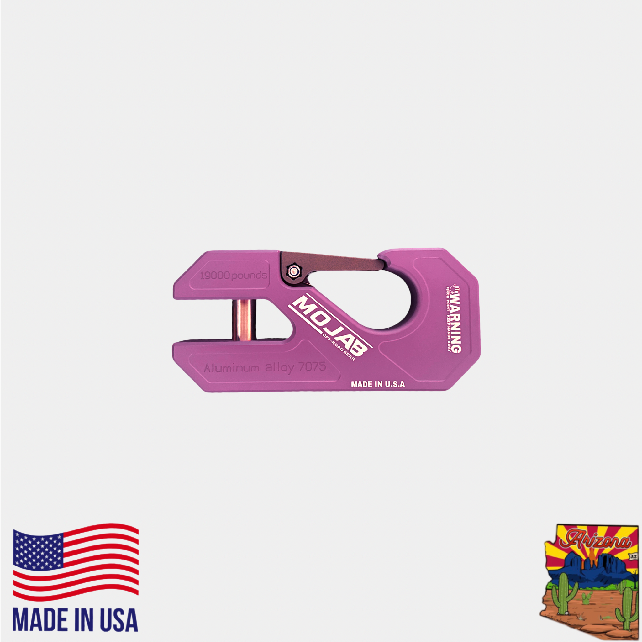 Photo of Aluminum winch shackle, closed latch (LIFE TIME WARRANTY*) by MOJAB OFFROAD - Premium for UTVs / Side by Sides